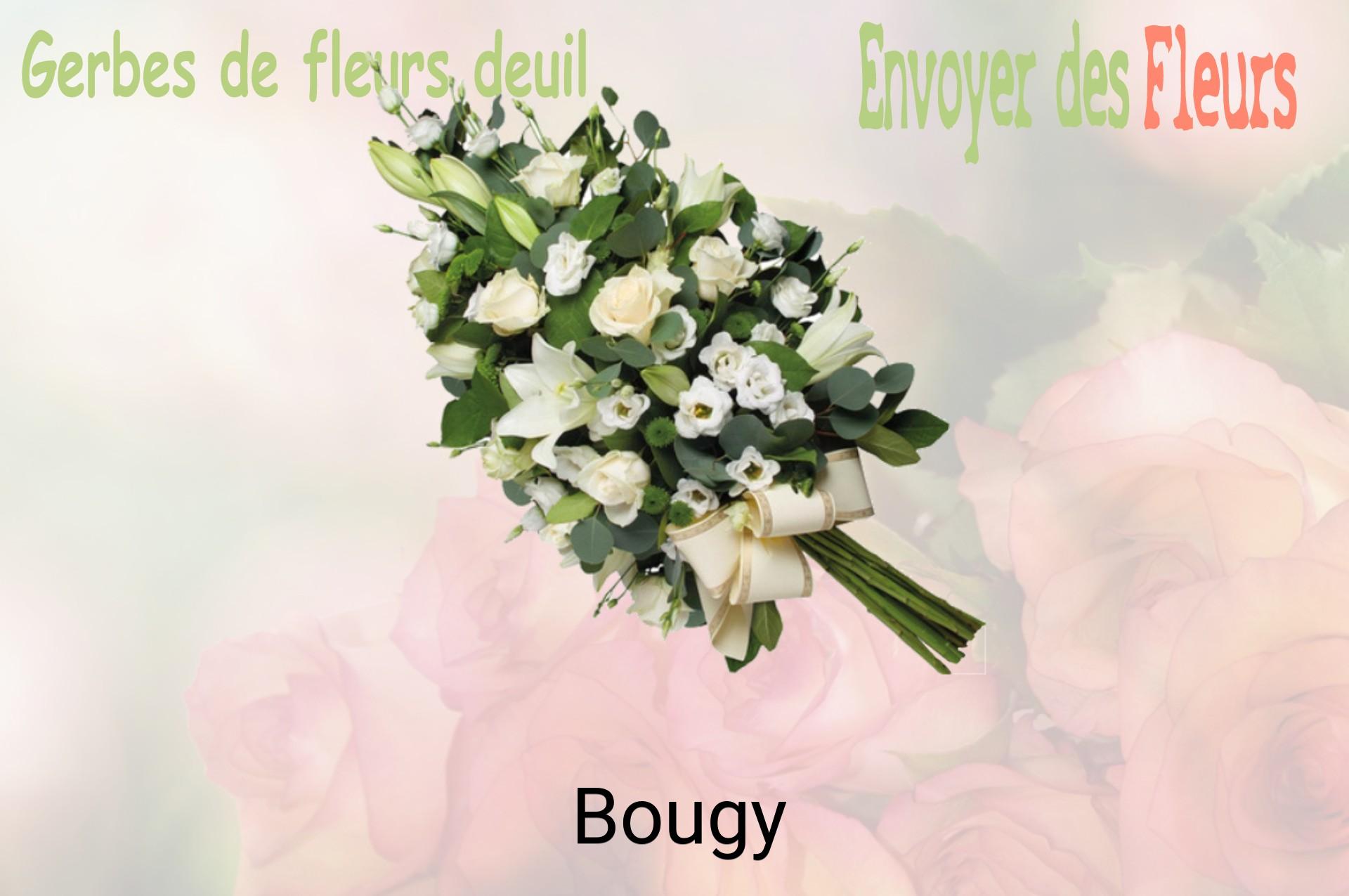 Gerbe de fleurs de deuil livrée à Bougy